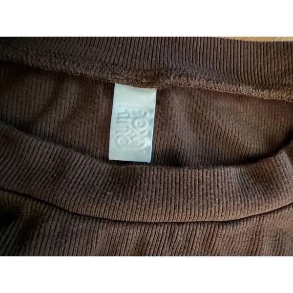 Foxy Kind Oversized Boyfriend Ribbed Tee Brown Short Sleeve Crew Neck Top S/M - Image 3