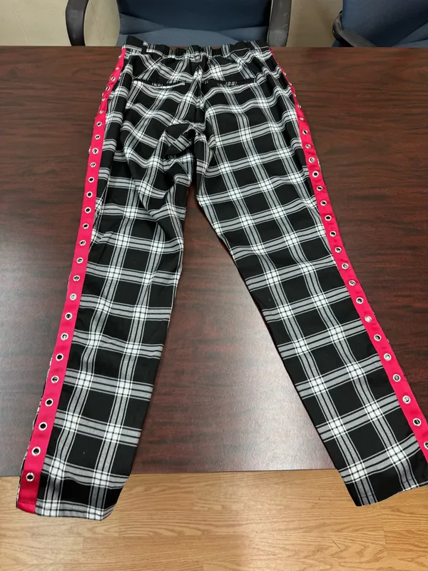 Hot Topic Black and White Plaid Grommet Pants Size Small - Image 2