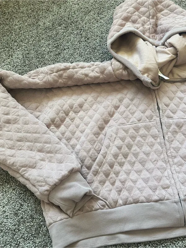 Free People Hibernation Quilted Hooded Bomber Jacket - Dusty Rose Pink - Image 10
