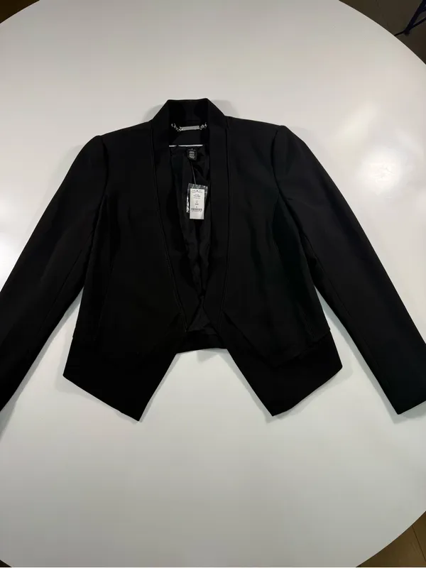 White House Black Market Black Draped Open-Front Blazer NWT - Image 2