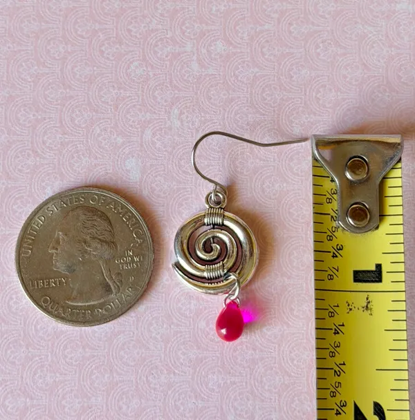 Handmade fairy whimsical boho style swirl spiral dangle earrings ⭐️🍃🌀 - Image 5