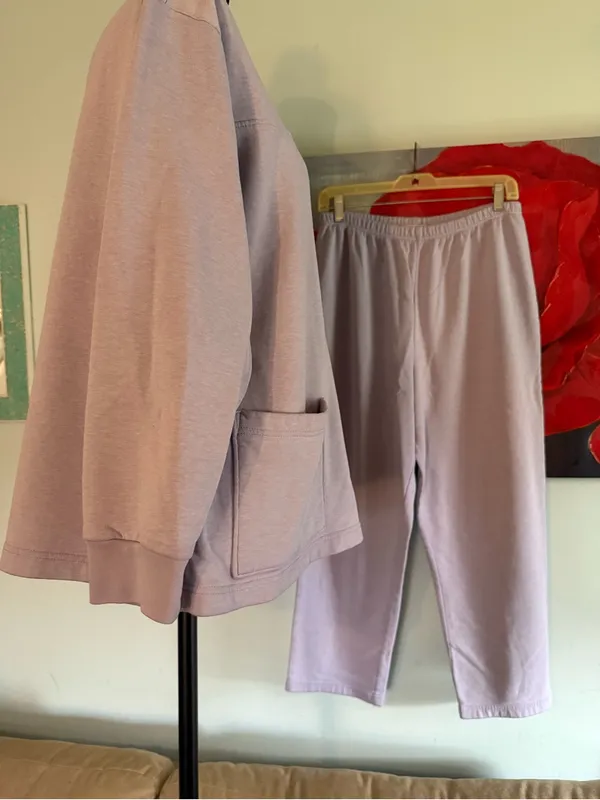 Vintage Anthony Richards Lavender SweatSuit Pants Top Size LP L Large Petite - Image 3