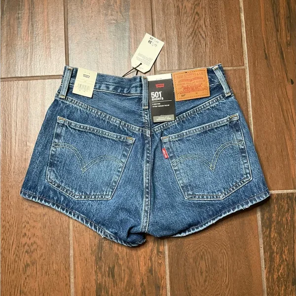 Levi’s Premium Denim Blue Distressed Women's Shorts - Image 6