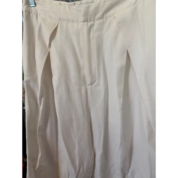 DO+BE White Wide Leg Pleated‎ High Rise Trousers Pants Womens Medium - Image 4
