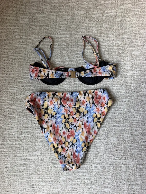MINKPINK Floral Underwire Bikini Set in Pink, Yellow, Blue - Image 2