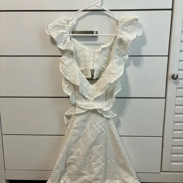 ASTR The Label Elora Ivory Eyelet Cutout Skater Dress - Image 2