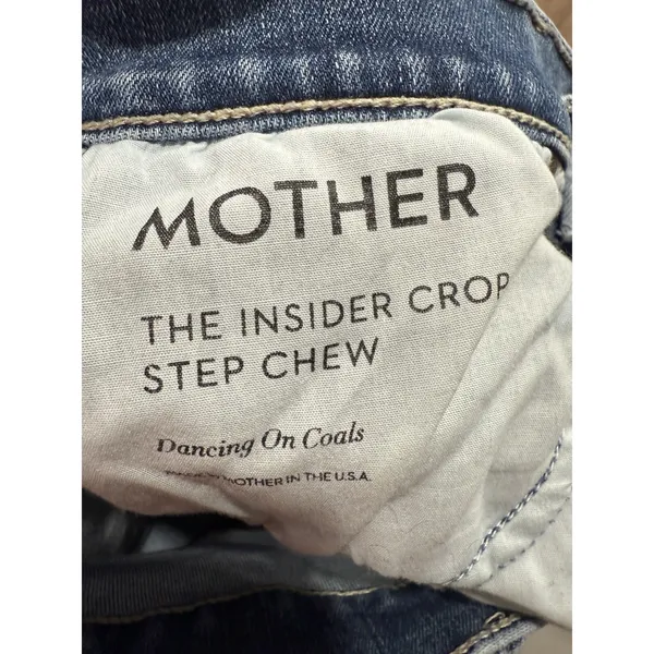 Mother The Insider Crop Step Chew in Dancing on Coals Distressed Blue Jeans Sz26 - Image 8