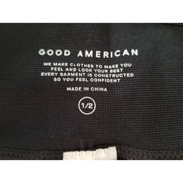 GOOD AMERICAN Wide Rib Shine Seamless Compression Leggings Black S/M 1/2 - Image 4