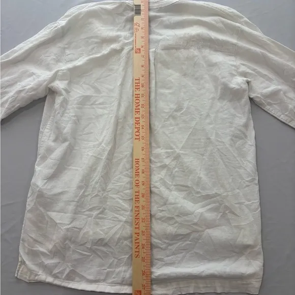 Madwell Womens White Cotton Gauze V-Neck‎ Button Tunic Top Small - Image 7