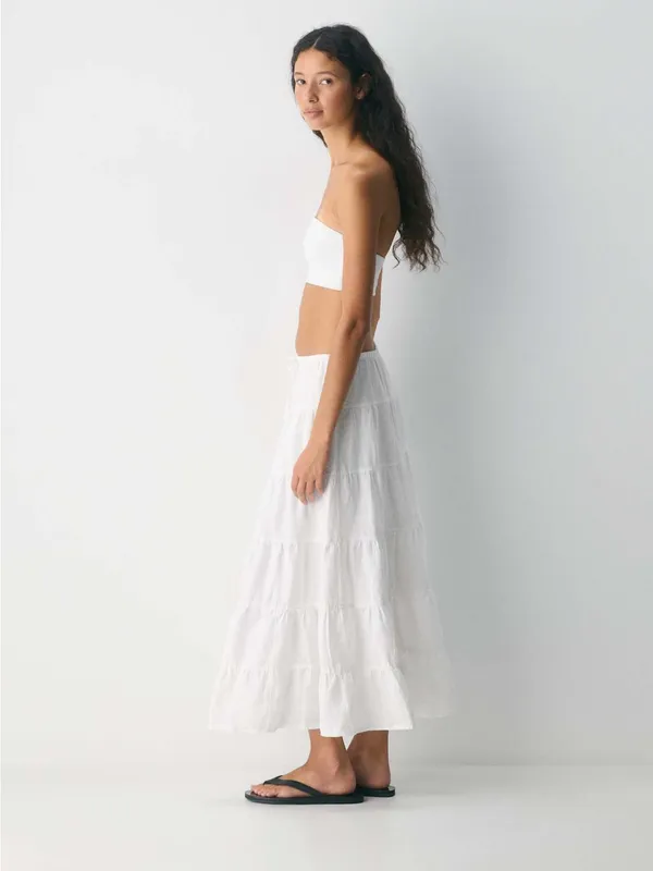 ARITZIA Wilfred Bouquet Linen Skirt M White $148 Retail NWOT - Image 8