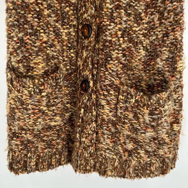 Anthropologie Tabitha Wool Blend Chunky Knit‎ Cardigan Sweater Tan Size Small - Image 4