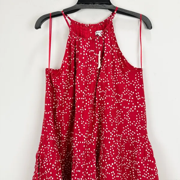 Madewell Drop Waist Mini Dress Polka Dot Trapeze Relaxed Festival Red Medium NWT - Image 11