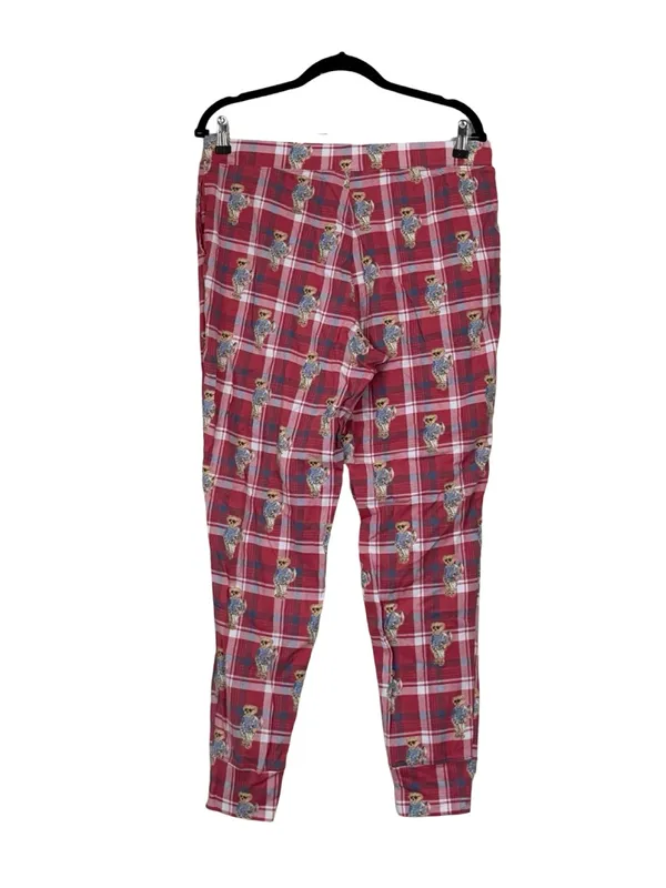 POLO RALPH LAUREN Plaid Red Bear Pajama Jogger Pants Sz L - Image 6