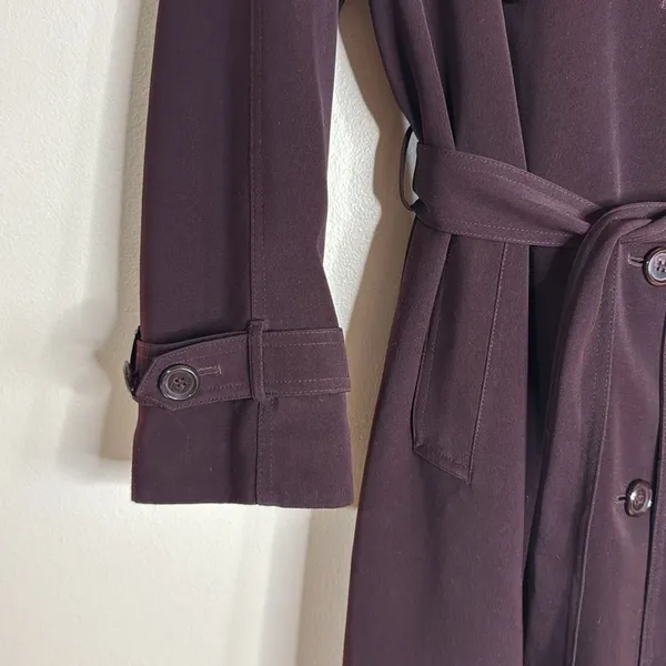 Vintage Jacqueline Ferrar Purple Trench Coat Women Size 12 Double Breasted +Belt - Image 4