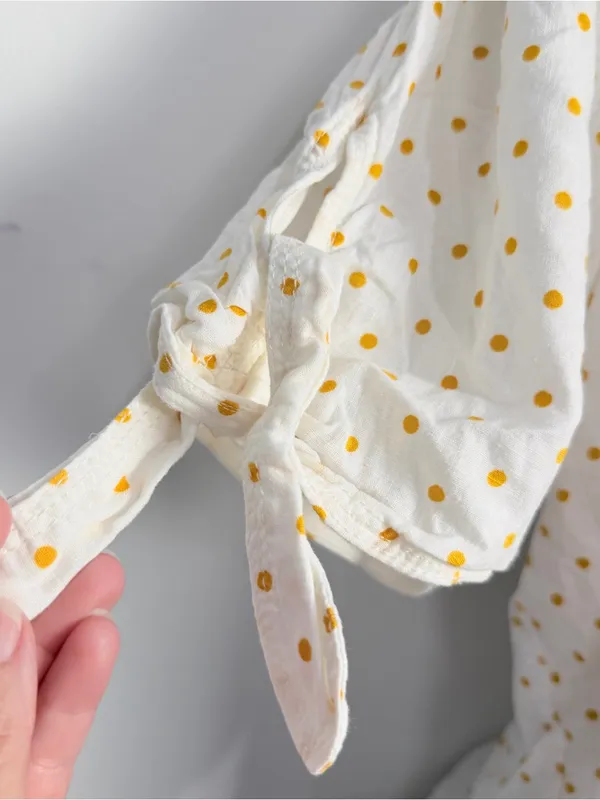 Maeve Anthropologie Louise Wrap Top Sz 14 Polka Dots Linen Blend Shirt - Image 4