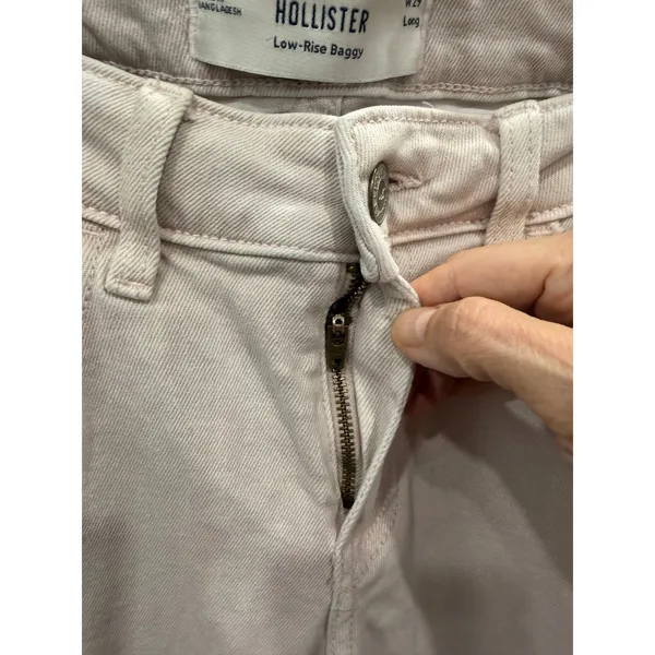 Hollister Women Jeans 29 Long Beige Low-Rise Baggy Relaxed Fit Denim - Image 5