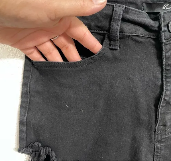 KanCan Womens Shorts Black Cutoffs Distressed Stretch Size 28 - Image 5