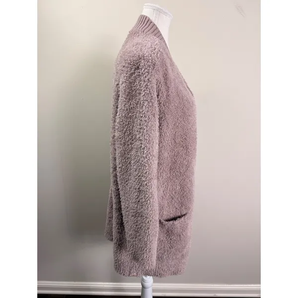 Barefoot Dreams CozyChic Cardigan M Dusky Rose Open Front Sweater Medium - Image 4