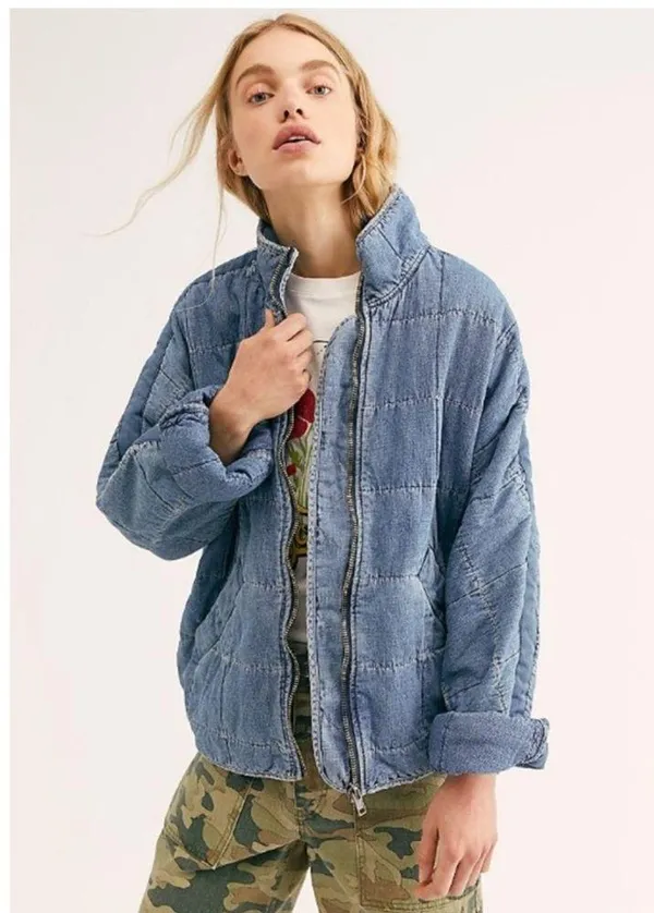Free People Dolman Quilted Knit Jacket, Cali Indigo xL - Image 2