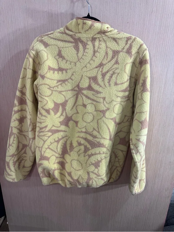 Patagonia Synchilla Yellow Floral Snap-T Fleece Pullover Size Small - Image 6