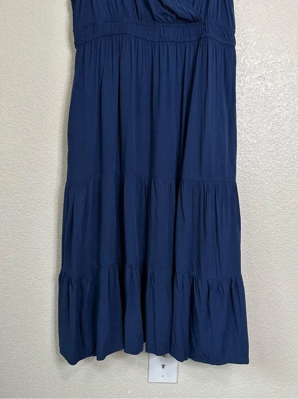 Knox Rose Navy Blue Flutter Short Sleeves Tiered Midi Dress, Size XL - Image 5