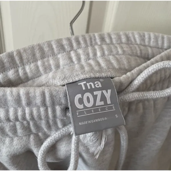 Aritzia tna cozy fleece grey drawstring mini skirt - Image 2