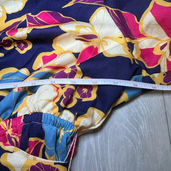 Baltic Born tally mini dress floral colorful balloon‎ long sleeve tie belt large - Image 4