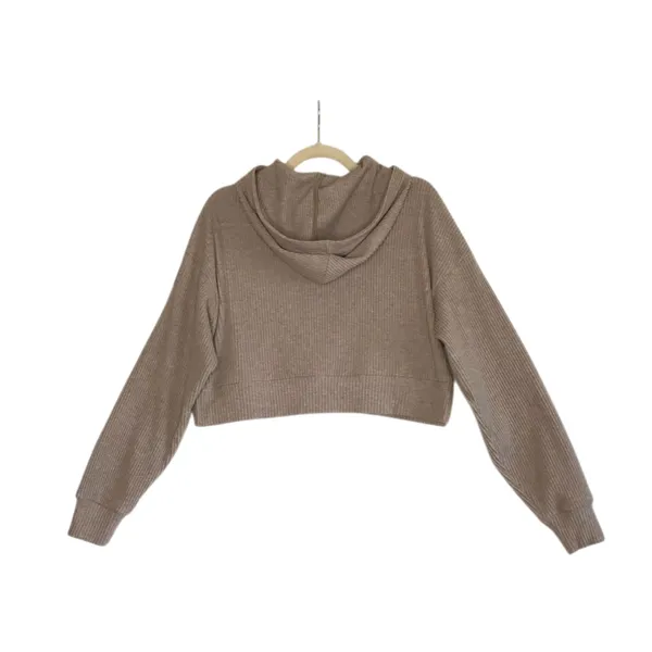 ALO YOGA Muse Ribbed Knit Cropp Hoodie Sz S Athletic Everyday Outdoor City Chic - Image 4