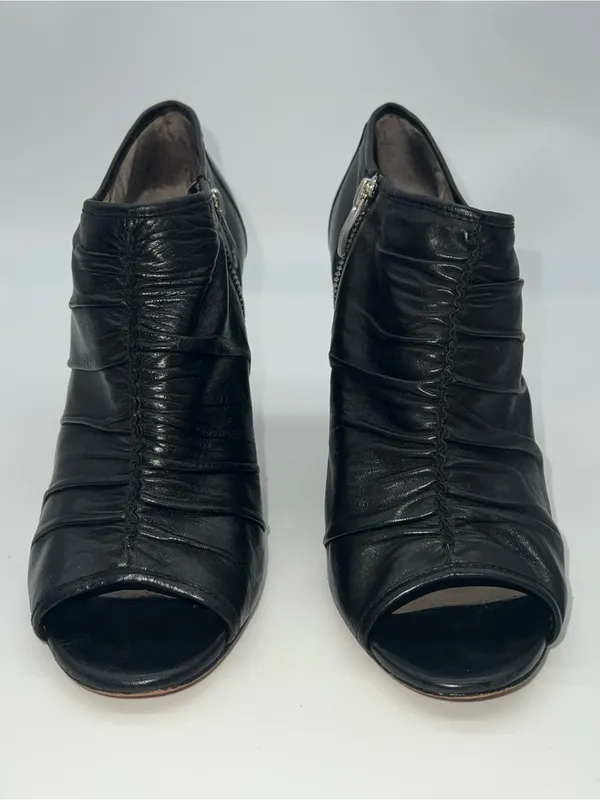 Vince Camuto Ruched Peeptoe Bootie w/Silver Metal Accent Working Zipper-Size 9.5 - Image 3