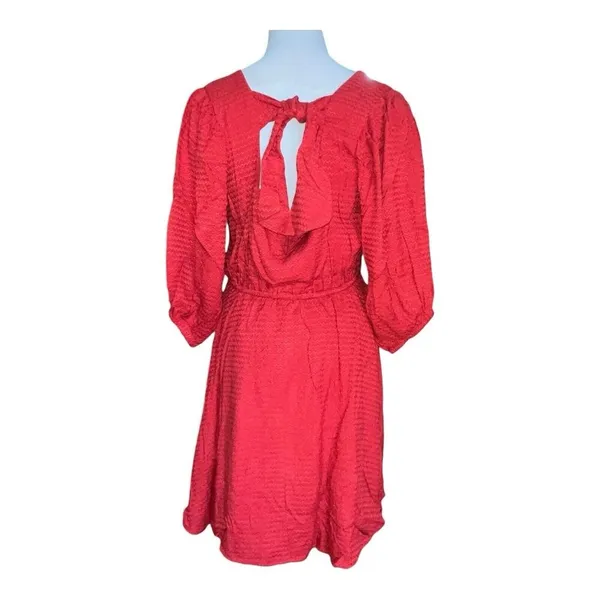 BOG Band of the Free Josette Aurora Red Puff Sleeve Mini‎ Dress Size Medium New - Image 4