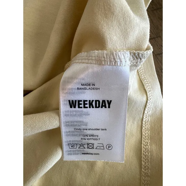 Weekday Cindy One-Shoulder Tank‎ Top – Light Beige/Cream – Size S - Image 4