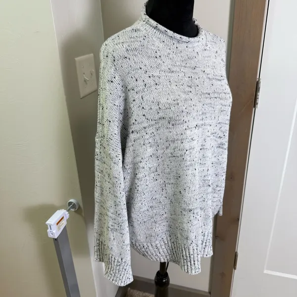 Jack by BB Dakota Grey Speckled Sweater Mock Crewneck Knit‎ Neutral Capsule L - Image 3