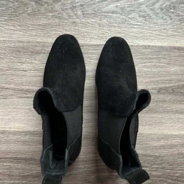 Steve Madden Black Leather Stacked Heel Ankle Boots Suede Booties Size 6B - Image 8