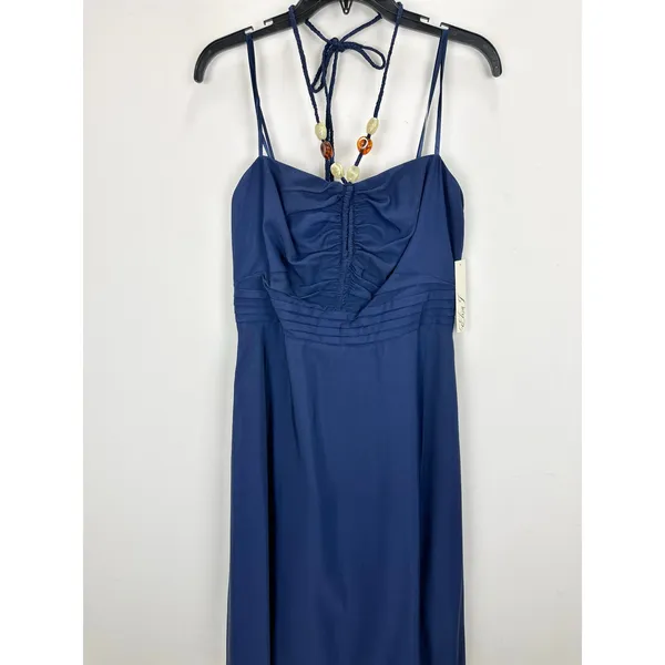 Eliza J Maxi Dress Navy Halter Pleated Embellished Formal Cocktail US 10 NWT - Image 7