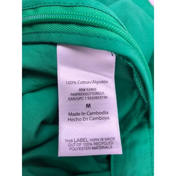 Free Assembly Square Neck Belted Romper Women Size M Green Cotton Sleeveless - Image 8