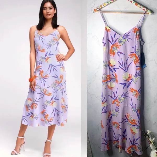 Lulu’s Quinlynn Floral Lavender Midi slip Dress - Image 3