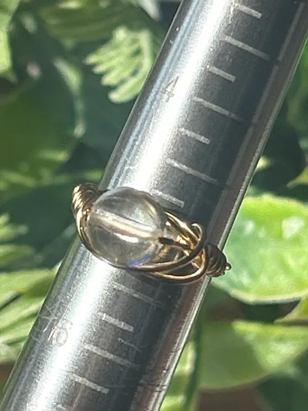 Handmade 💍 Handcrafted Gold-Tone Copper Wire Wrapped Aura Quartz Crystal Ring - size 5 - Image 4