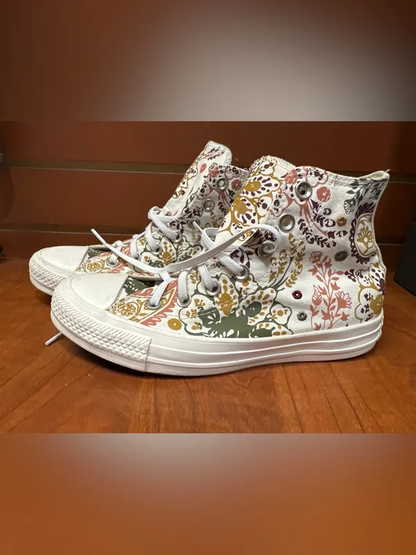 Converse Chuck Taylor All Star Floral High Top Sneakers Women Sz 6.5 Boho Canvas - Image 3