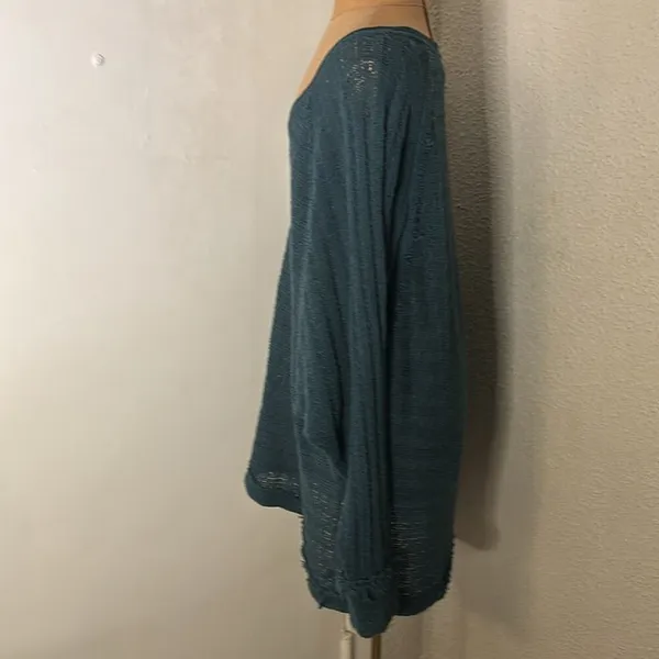 Free People We The Free Thein Hacci Oversize Green Sweater M Boho Cozy Festival - Image 3
