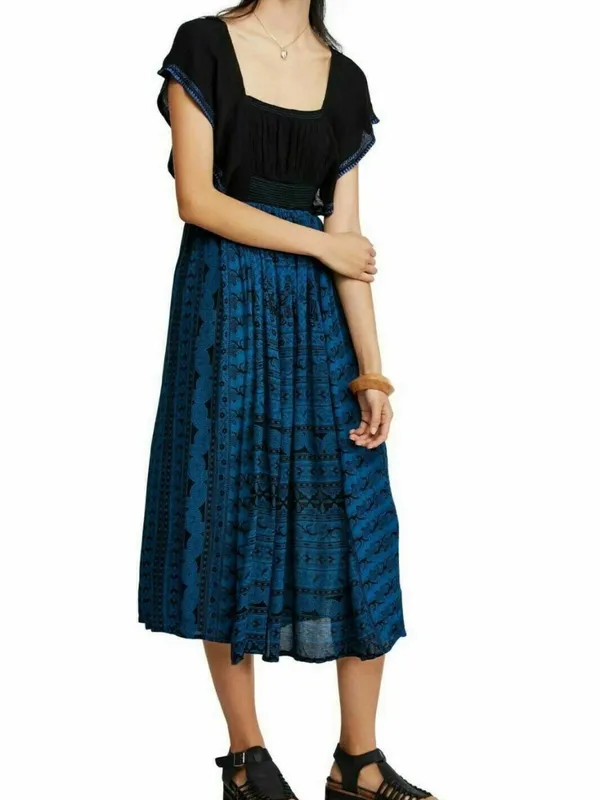 Free People In Search of Paradise Blue & Black Midi Dress - Image 3