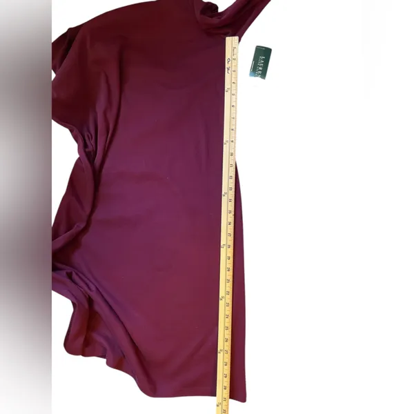 LAUREN RALPH LAUREN Burgundy Red Boat Neck Long Sleeve Cotton Knit Dress - Sz XL - Image 14