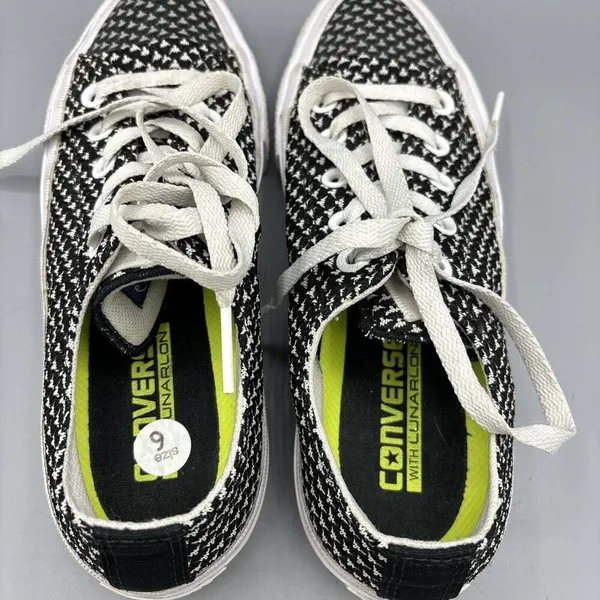 Converse with Lunaron Black White Low Top Women's Sneakers‎ 6 - Image 4