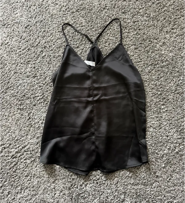 SPANX Black Satin V-Neck Racerback Cami - Image 2