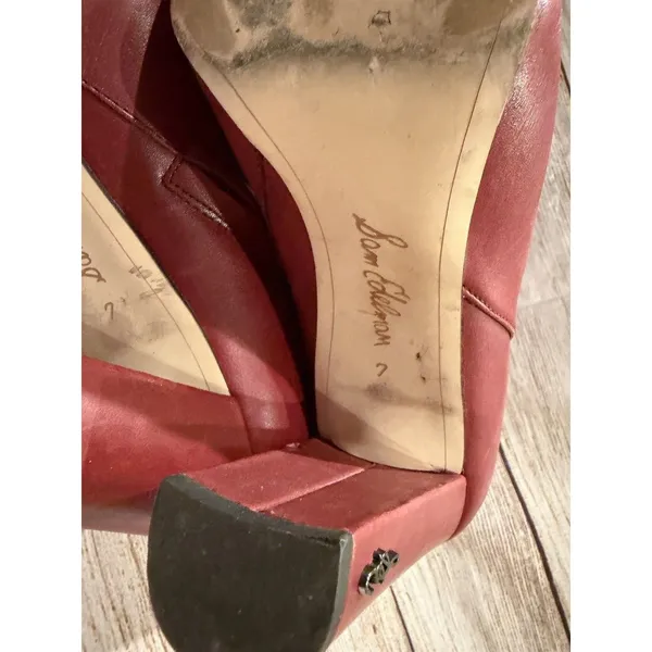 Sam Edelman Raelle Cabernet Red Leather Ankle Boot Size US 7 - Image 9