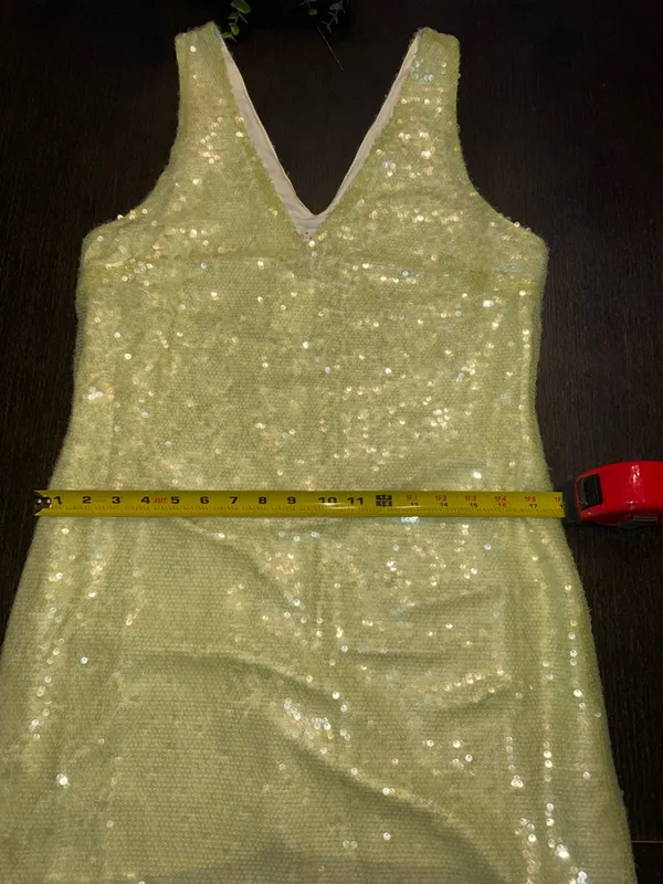 a new day Pale Lime Sequin V-Neck Mini Dress Party - Image 6