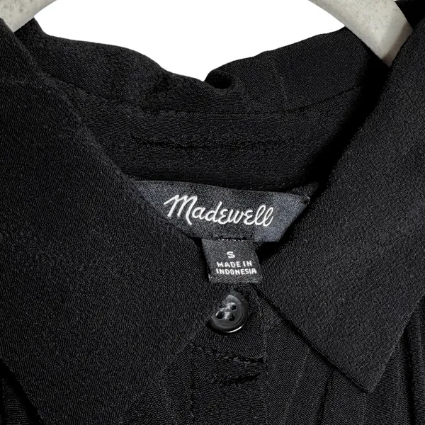 Madewell Central Drapey Button Front Dolman Shirt Size Small Black Preppy Office - Image 4