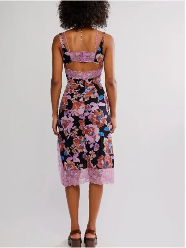 FREE PEOPLE NWT Party Crasher Midi Slip / Black Combo - Image 3