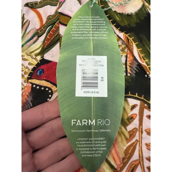 Farm Rio Into the Jungle Mini Dress Tropical Print, XS Linen $190 NWT - Image 6