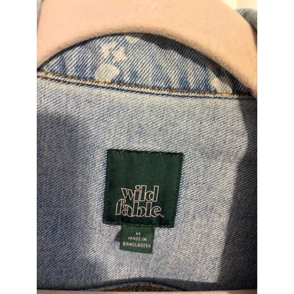 Wild Fable Denim Jacket Paisley Bandana Light Blue Oversized‎ Trucker Medium - Image 3