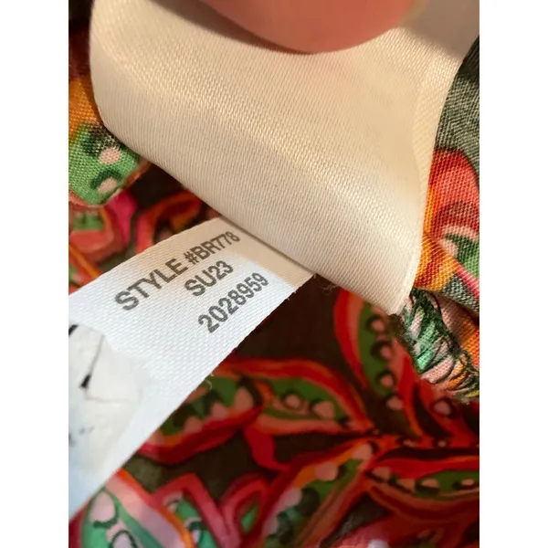J. Crew Factory Women's Size Medium Sleeveless Ruffle Top Dark Green Pink Orange - Image 11